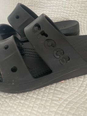 CROCS Kids Black Slide Sandals with Logo Strap
